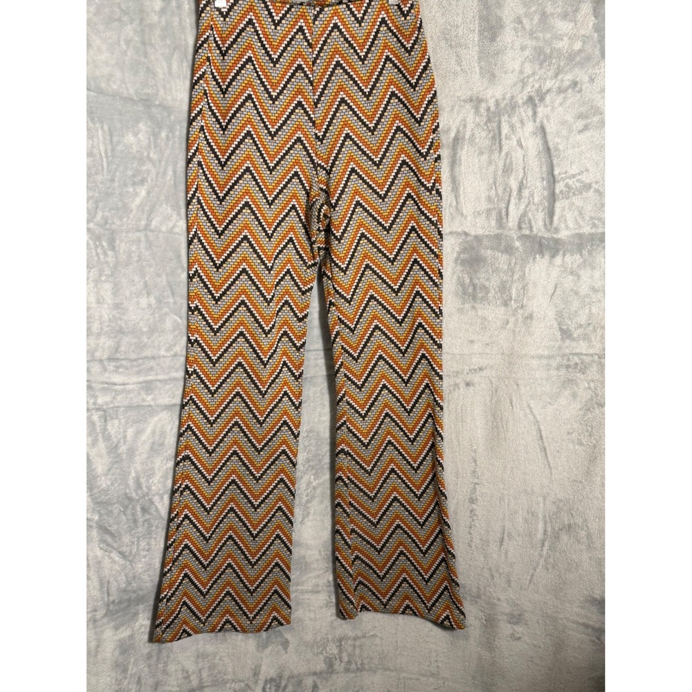 INDUSTRY Retro Chevron‎ Wide Leg Flare Pants Orange Gray Women's S P pull on